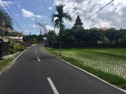 Road in Canggu with Church to the right